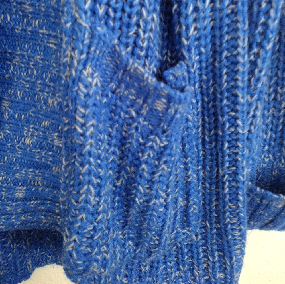 Michael Stars Bright Royal Blue Cream Open Cardigan Sweater With Pockets